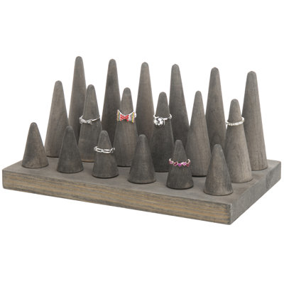 Tabletop Gray Wood Ring Holder