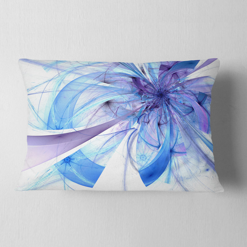 Grand coussin floral bleu à motif floral fractal