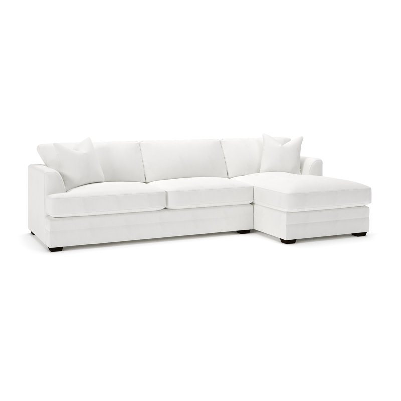 Canapé modulaire à méridienne 2 pièces Edan, Orienté à droite, Blanc sergé décoloré classique