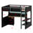 Space-Saving Loft Bed Frame with Workspace, Ambient Lights & Charging Hub-790208142