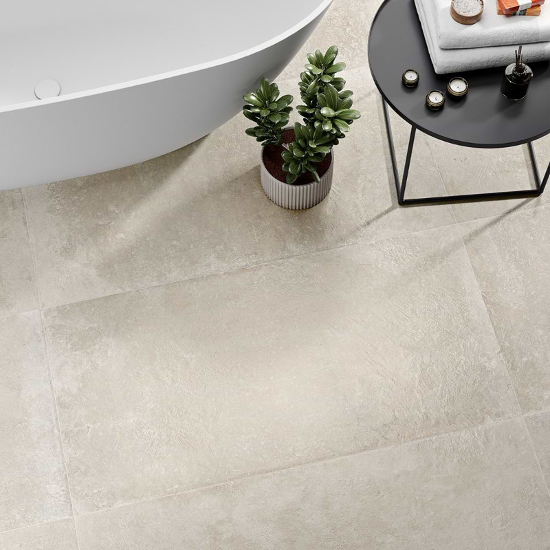 Stoneside 24x48 Matte Porcelain Tile, Cream Beige
