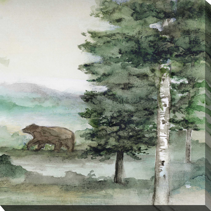 Bear Mountain par Nan - Peinture, L 18 po x H 18 po, Toile tendue
