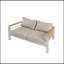 Causeuse d'extérieur en aluminium Cora, structure argentée avec coussin beige