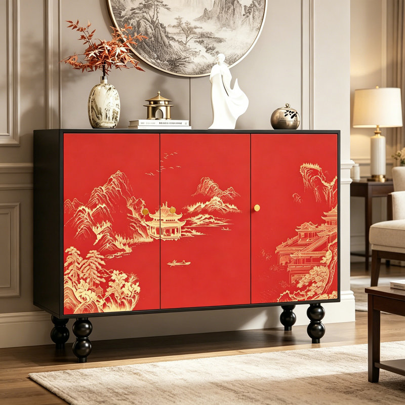 Chinese Style Wooden Entryway Storage Cabinet