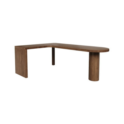Nut-brown L-Shaped Solid Wood Writing desk