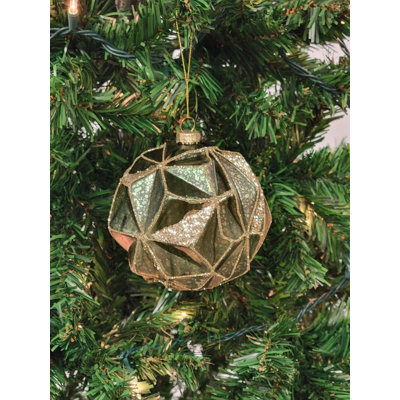  Ornement de Noël en forme de boule dorée en forme de boule hexagonale F07M7-37-LH76-23092
