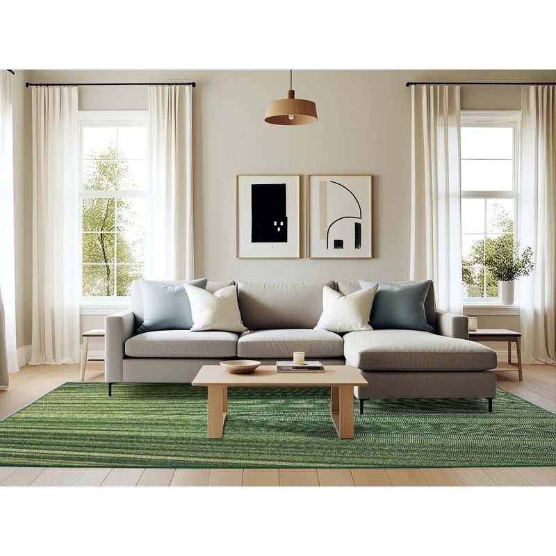 Tapis vert tissé à la machine, Rectangle 6 pi x 9 pi
