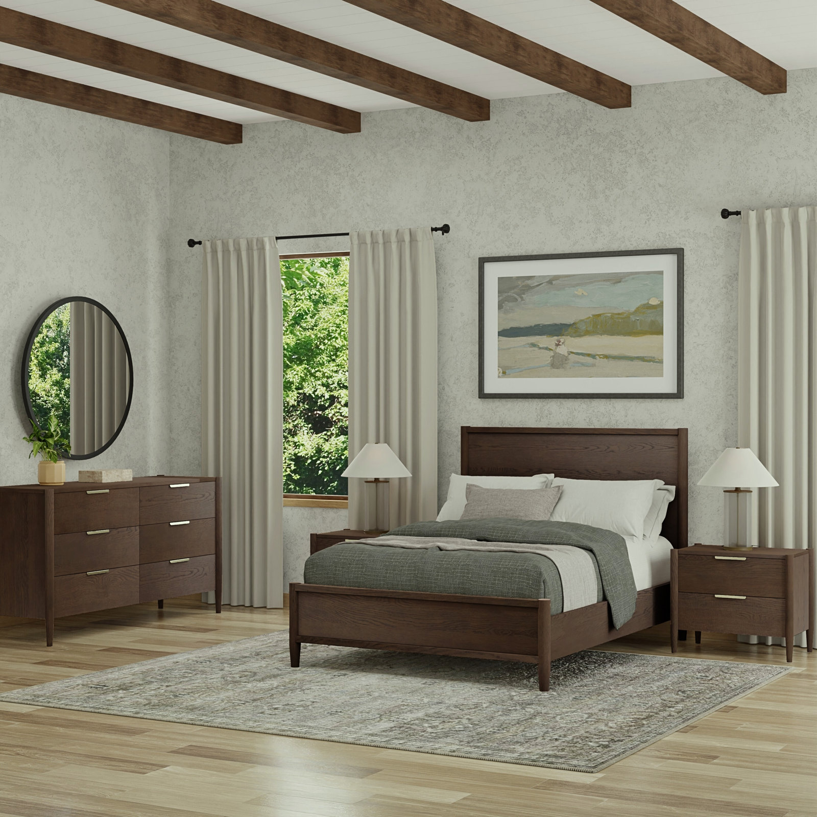 Reece Panel Bed, Full /Double, Walnut