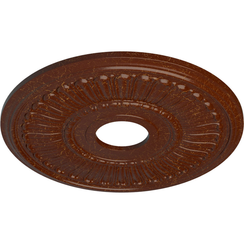 Médaillon de plafond H 16 po x l 16 po x P 0,75 po Melonie, Acajou poli craquelé