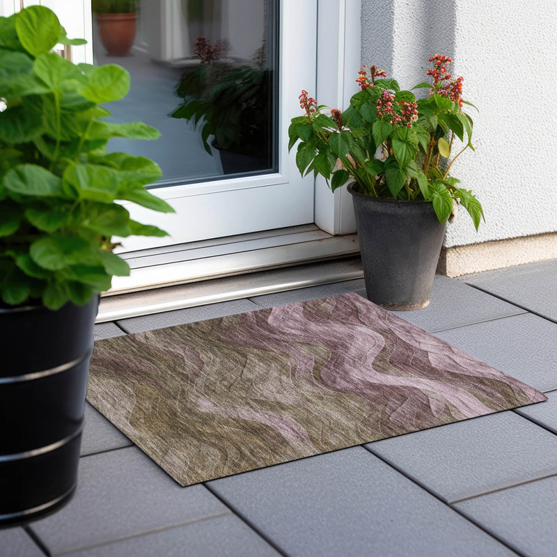 Tapis taupe Cinead ACN1700 intérieur / extérieur lavable à la machine, Rectangle 1 pi 8 po x 2 pi 6 po