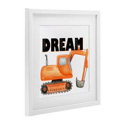 «Dream with Orange Excavator», reproduction d'art sous verre encadrée par Kim Allen