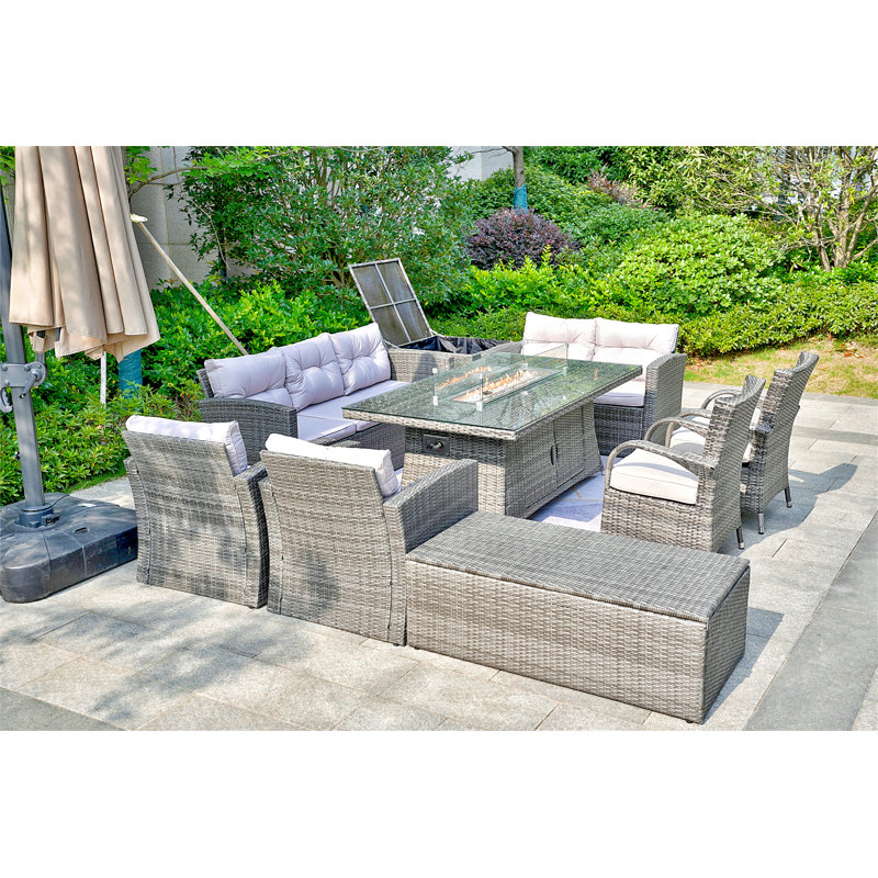 Ensemble de conversation modulaire 9 pièces avec coussins 9 pièces
