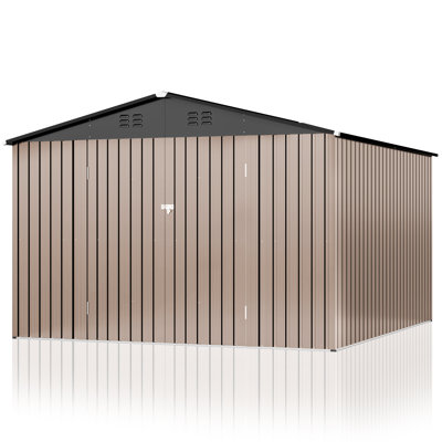 Outdoor Metal Shed Storage with Updated Frame Structure and Lockable Doors