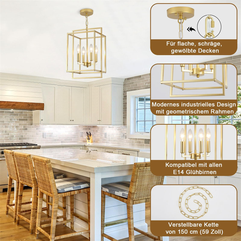 4 - Light Chandelier, Gold