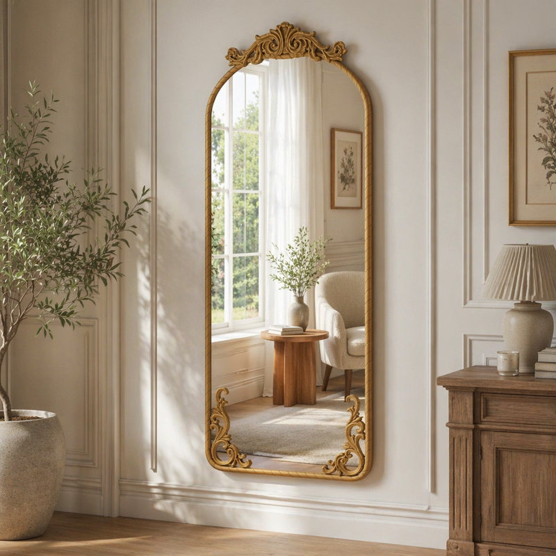 Miroir mural suspendu, Bronze