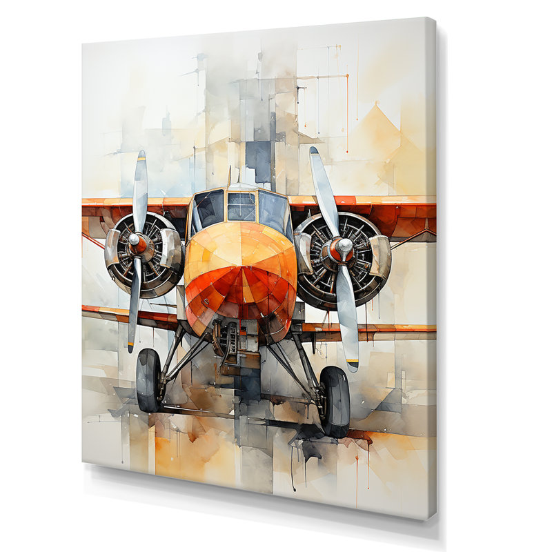 Portrait d'un avion sur toile, Toile tendue, H 32 po x l 16 po x P 1 po