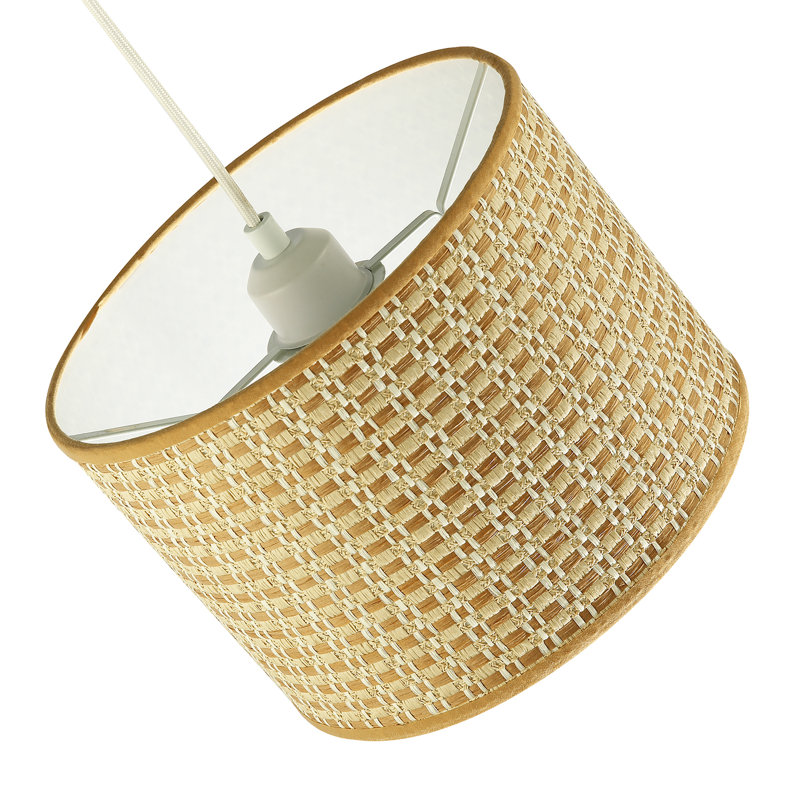 18cm H Cotton Drum Lamp Shade ( No Direct Attachment Method ) in Brown