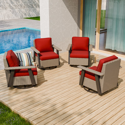 Ensemble de chaises berçantes pivotantes d'extérieur, ensemble de chaises de patio en rotin et osier à 360 °