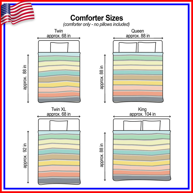 Pastel Horizontal Stripes Comforter, Twin Extra Long
