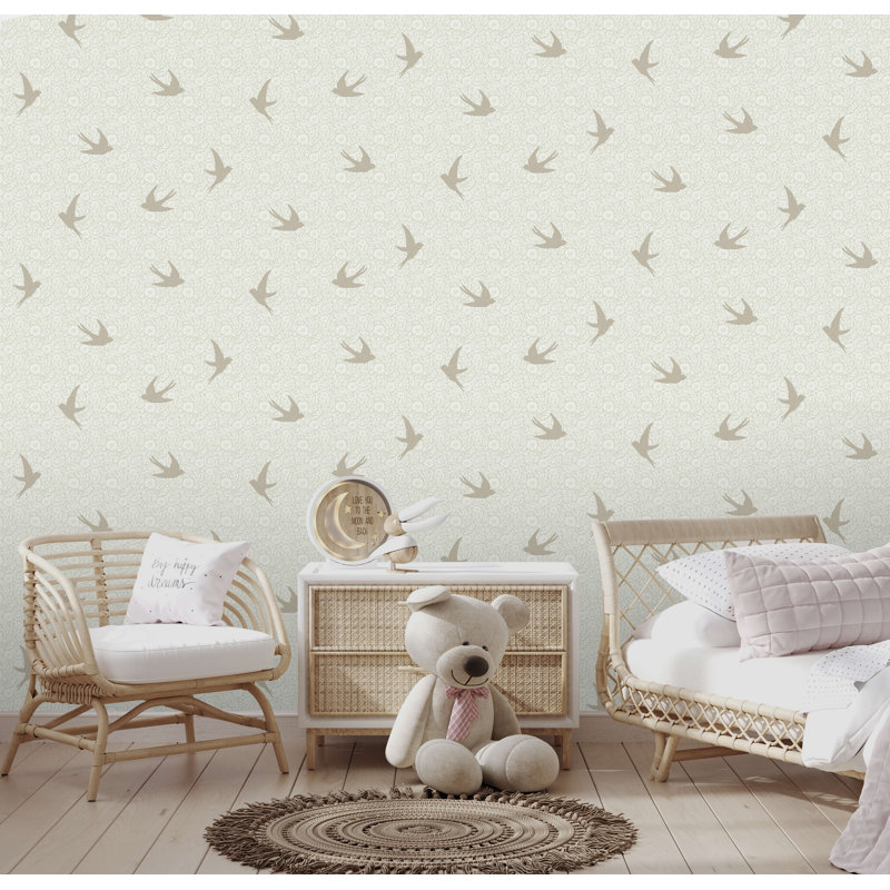 Papier peint Sparrow Silhouettes, Green