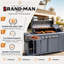 Îlot de cuisine au gaz pour barbecue à 6 brûleurs Brand-Man, convertible GPL / NG, avec brûleur latéral, table pliante et armoires de rangement, 72 000 BTU