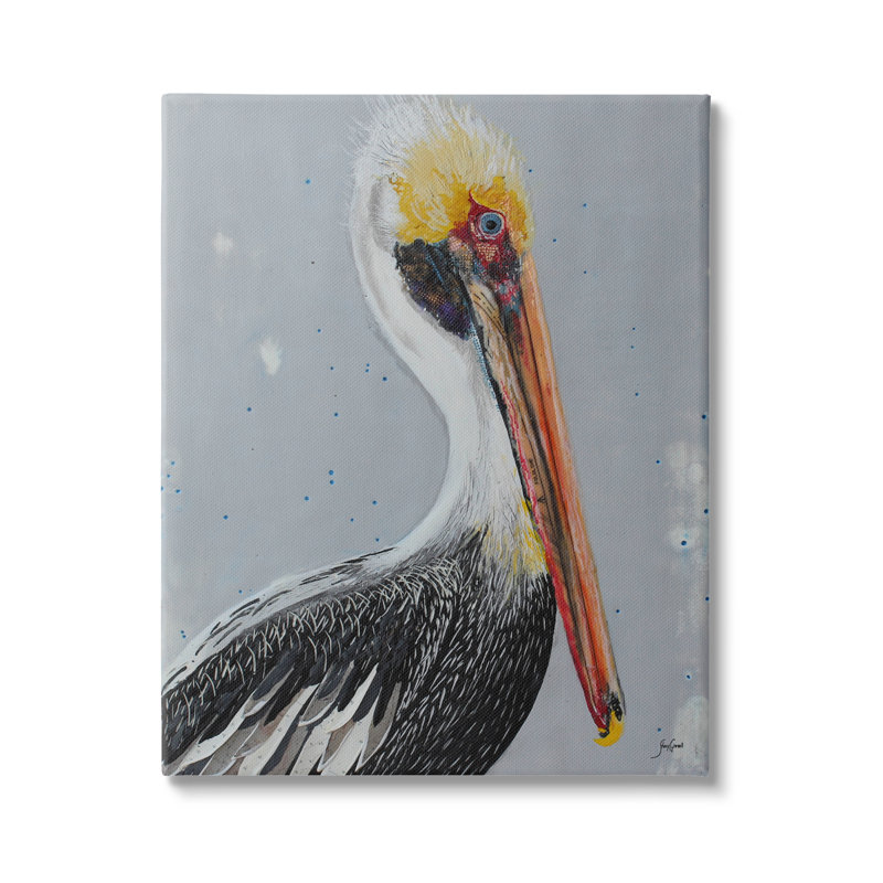 Portrait de pélican nautique sur toile par Stacy Gresell, H 30 po x l 24 po x P 1,5 po