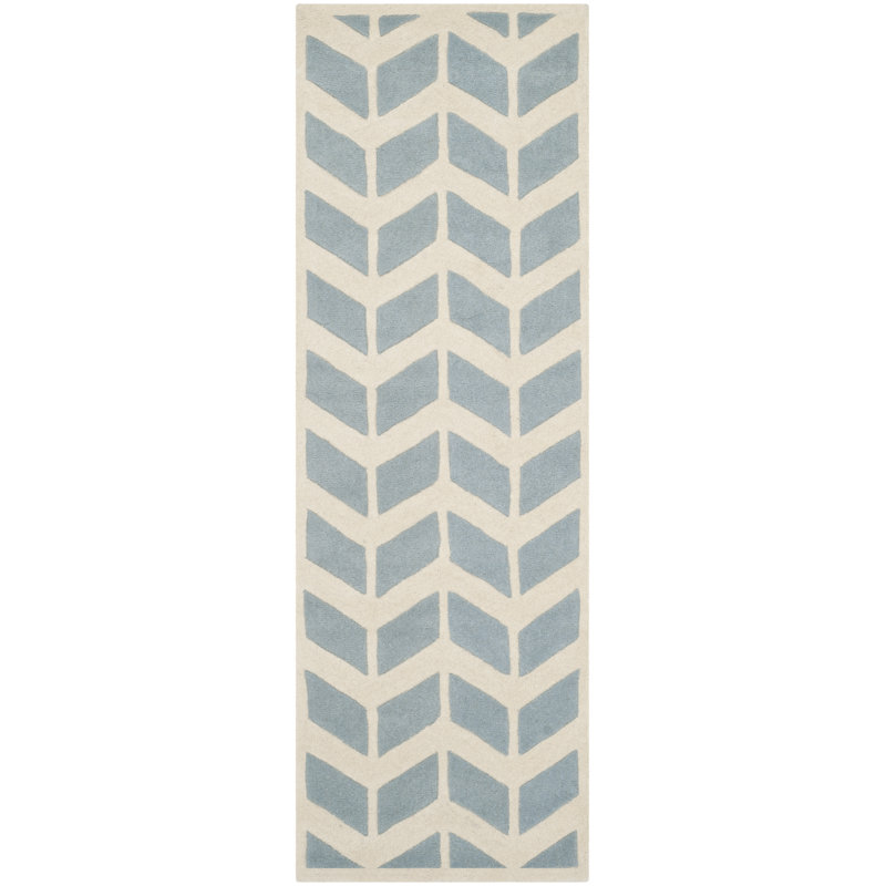 Deedie Hand Tufted Wool Chevron Rug, Runner 2'3" x 7'