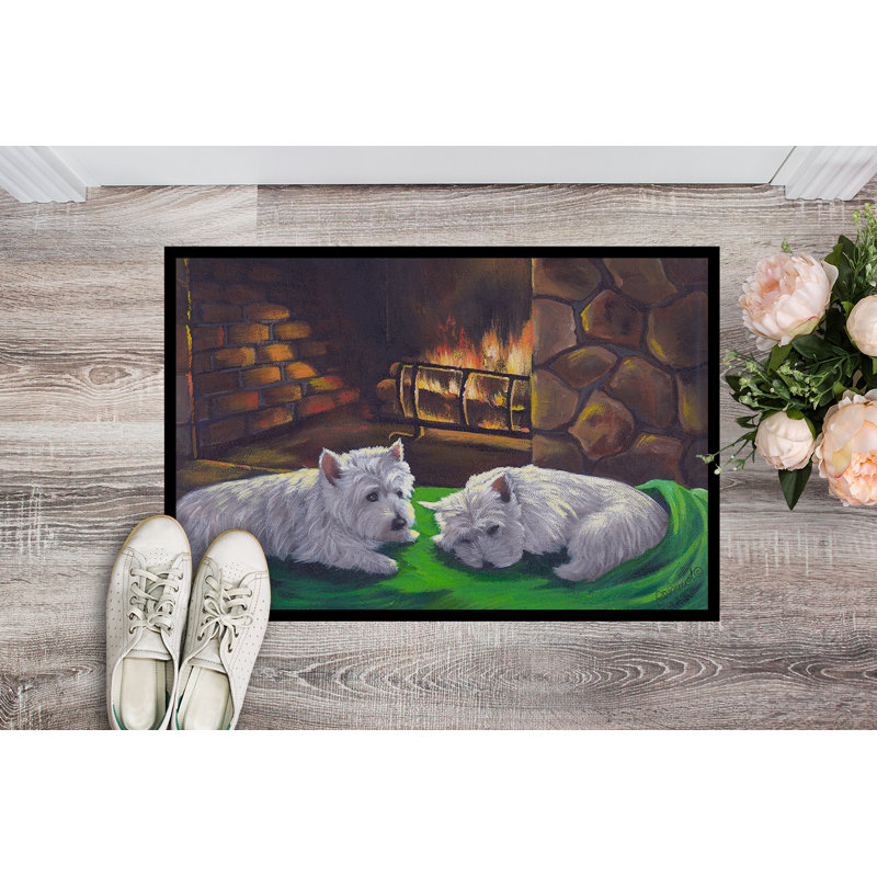 Tapis intérieur ou extérieur Westie A Winter's Night 24X36 PPP3276JMAT_Dog, Westie nuit d'hiver