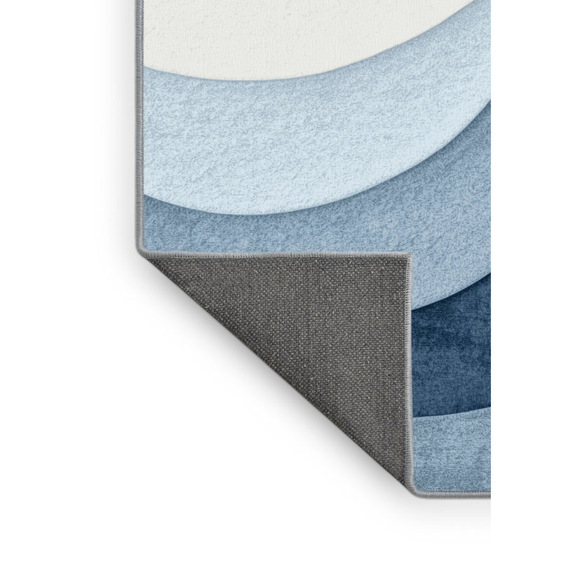 Tapis bleu moelleux moelleux et moderne Elbridge, Carré 4 pi
