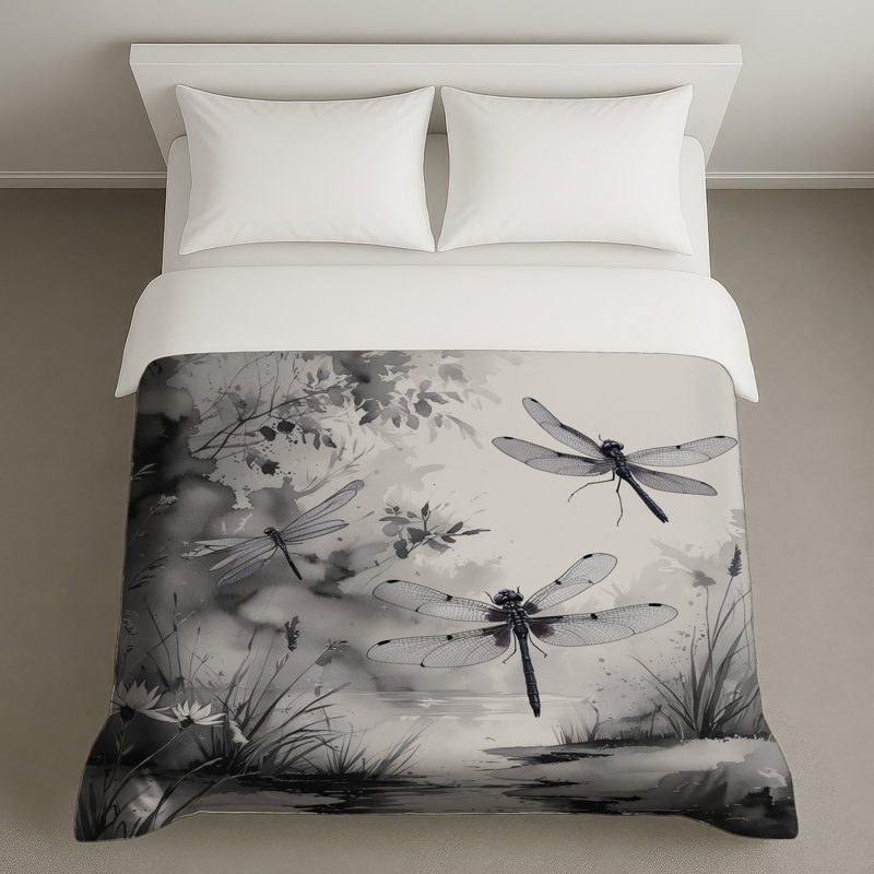 Libellules parmi des housses de couette, Lit simple