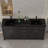 48" Black Integrated Resin Single Bathroom Vanity Sink Top with Zinc Alloy Faucet and Solid Brass Pop Up Drain