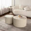 Beige Nesting Coffee Table - Office End Wave Stripe Round Multipurpose & Work- Modern Tables 2 Drum Side For Living Room Space Saving Chic-798993486