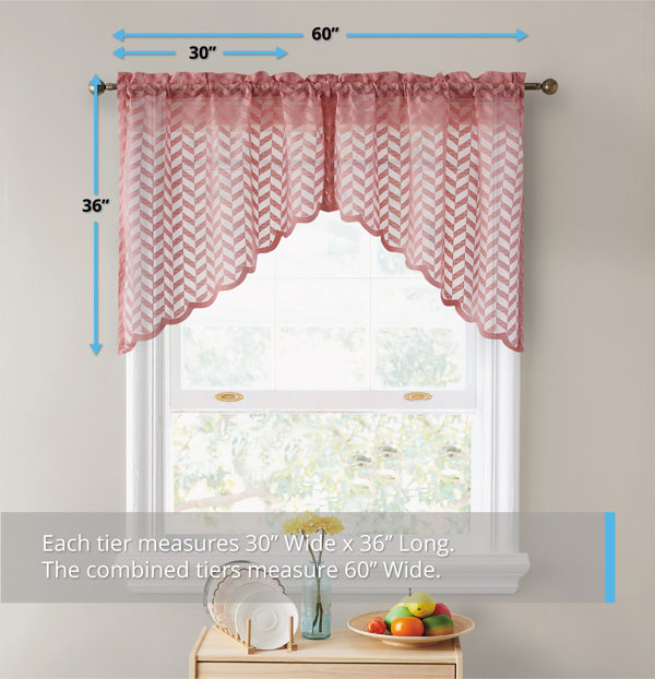 Lilijan Home & Curtain Boho Design Kitchen Valance (50X14) And 2 Tiers Cafe  Curtains & Reviews