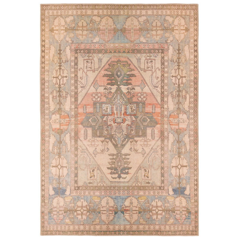 Tapis tissé à la machine Bungalow Rose Charleton, Rectangle 5 pi x 7 pi 6 po