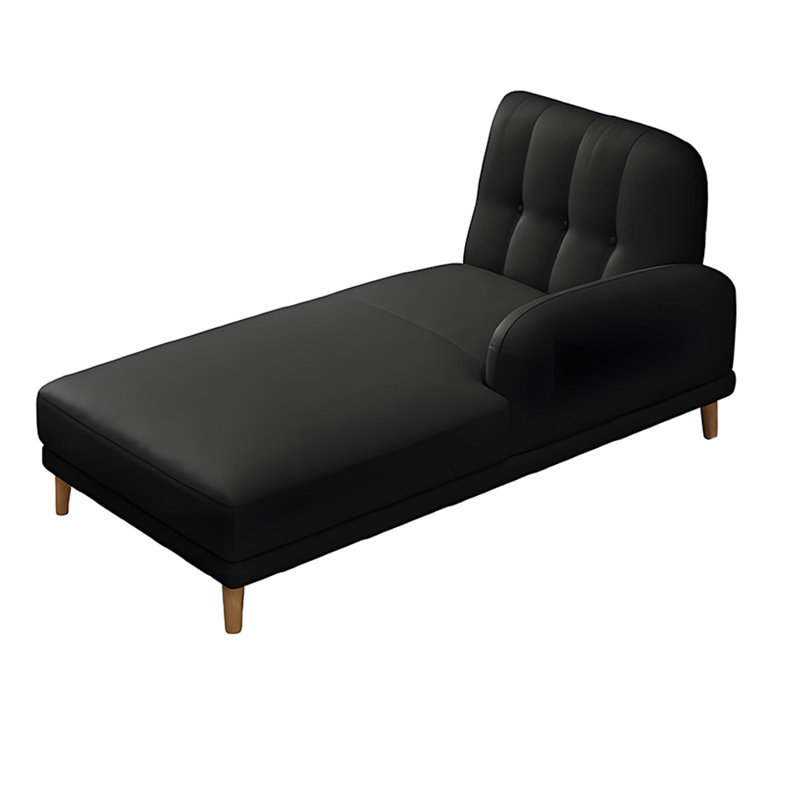 Chaise longue inclinable en simili cuir, Accoudoir à gauche (vu de face), Noir
