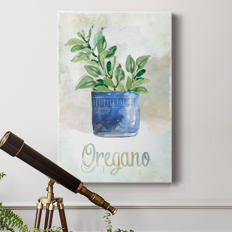Origan en pot - peinture, H 27 po x l 18 po x P 1 po, Toile tendue