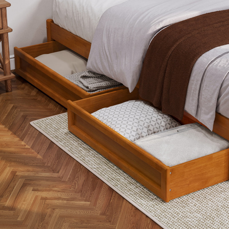 Lamecia Platform Bed with Panel Footboard and Storage Drawers, Light Toffee, King