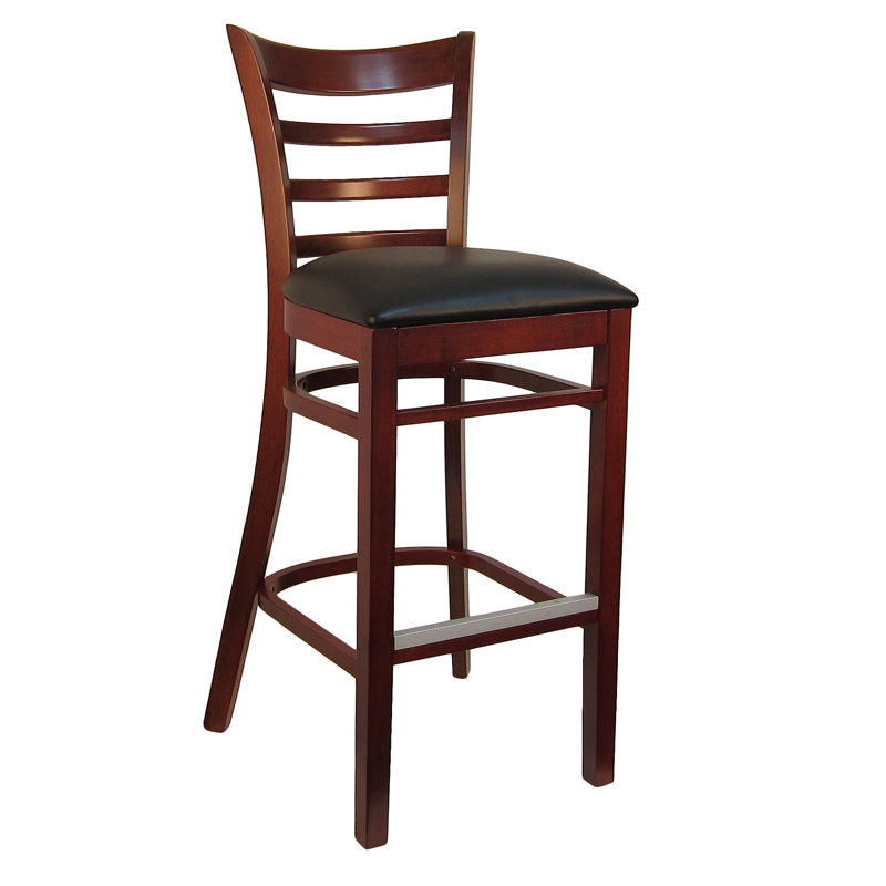 Tabouret de bar 30 po en bois massif, Acajou foncé