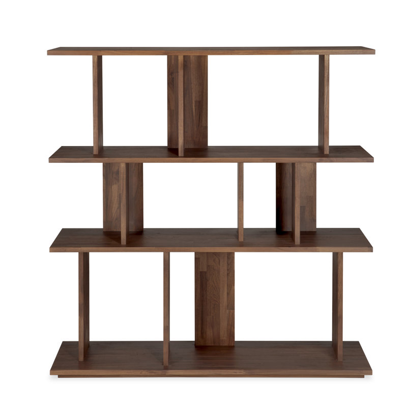 Irregular Solid Wood Geometric Bookcase, 45.5" H x 44" W x 14.5" D