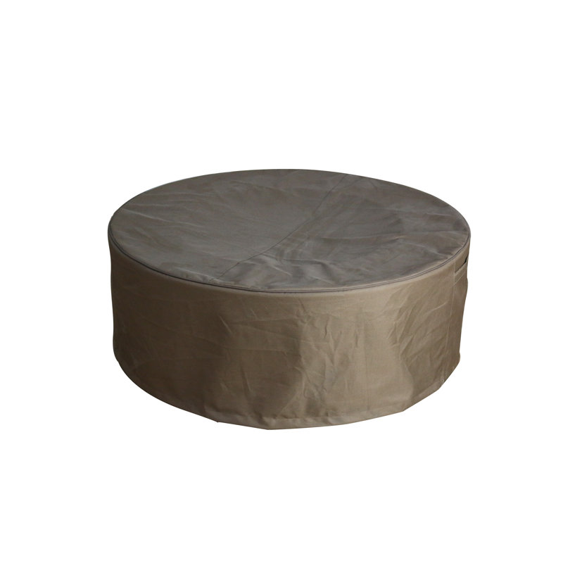 Redwood Round Concrete Gas Fire Pit Table