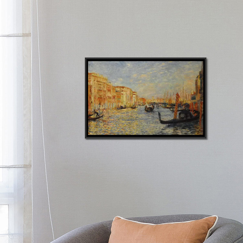 " Grand Canal Venice " by Pierre-Auguste Renoir, 26" W x 18" H x 1.5" D, Black Framed Canvas, No Mat