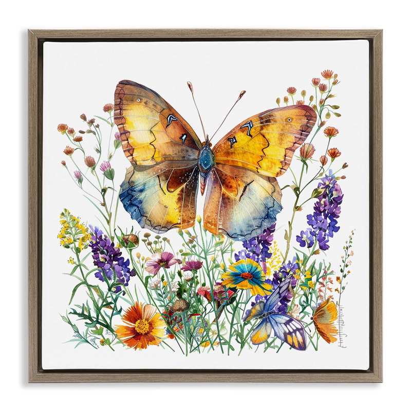  "Mixed Butterfly Garden", art mural sur toile flottante par LSR Design Studio, H 25 po x l 25 po