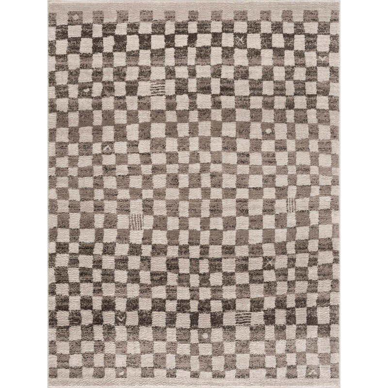 Chaparro Contemporary Checkered Charcoal Area Rug, Rectangle 8'10'' x 12'