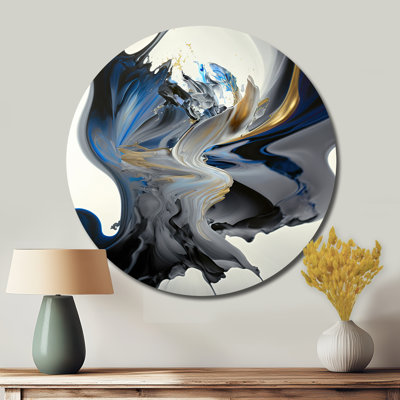 Bright Blue Smooth Abstract I - Abstract Round Metal Art