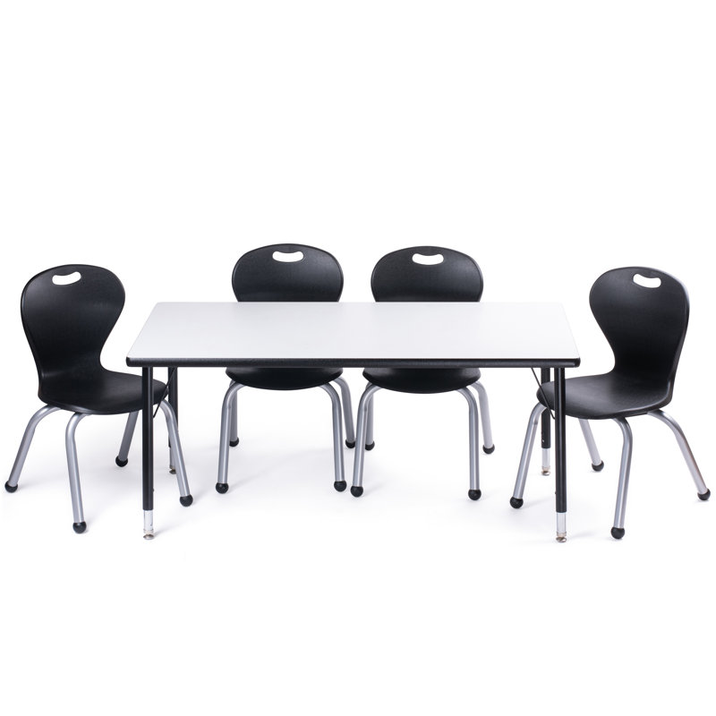 Ensemble de table et de chaises - Chaise 12 po ZUUL - Table 24 x 48 - Pieds larges, Noir, noir, noir, noir