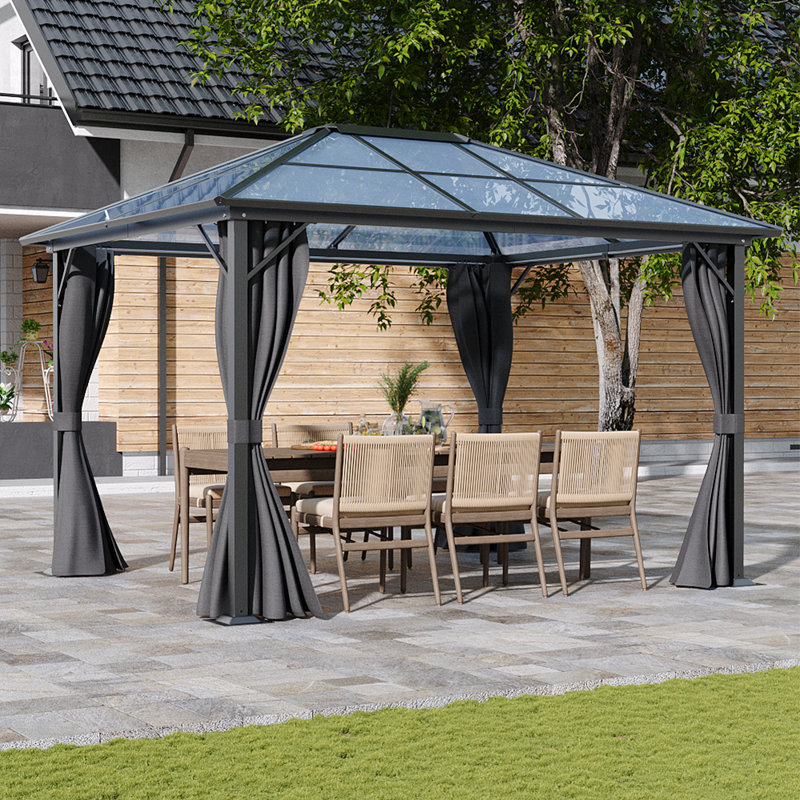 Dark gray single-roof polycarbonate awning