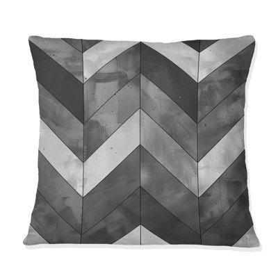 Grey  Modern Herringbone Flow I - Modern Throw Pillow