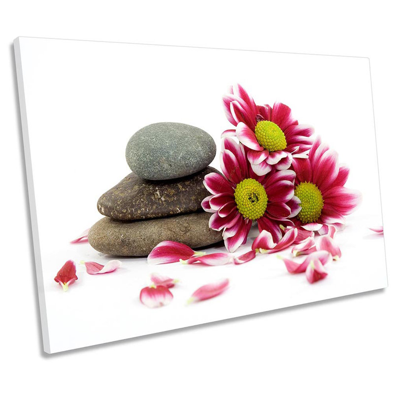 Zen Stones Red Flowers - Wrapped Canvas Print, 30.5cm H x 45.7cm W