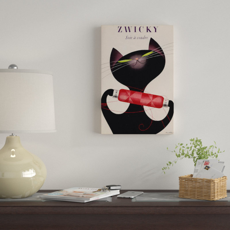 « zwicky, black cat, bouteille rouge », impression sur toile, H 18 po x l 12 po x P 1,5 po