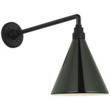 Thomas O'Brien, "Academy 17.5" Mack Barn Light in Matte Black with 9" Green Conical Savannah Shade